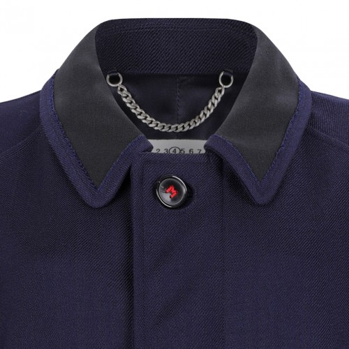 Navy Blue Wool Viscose Coat