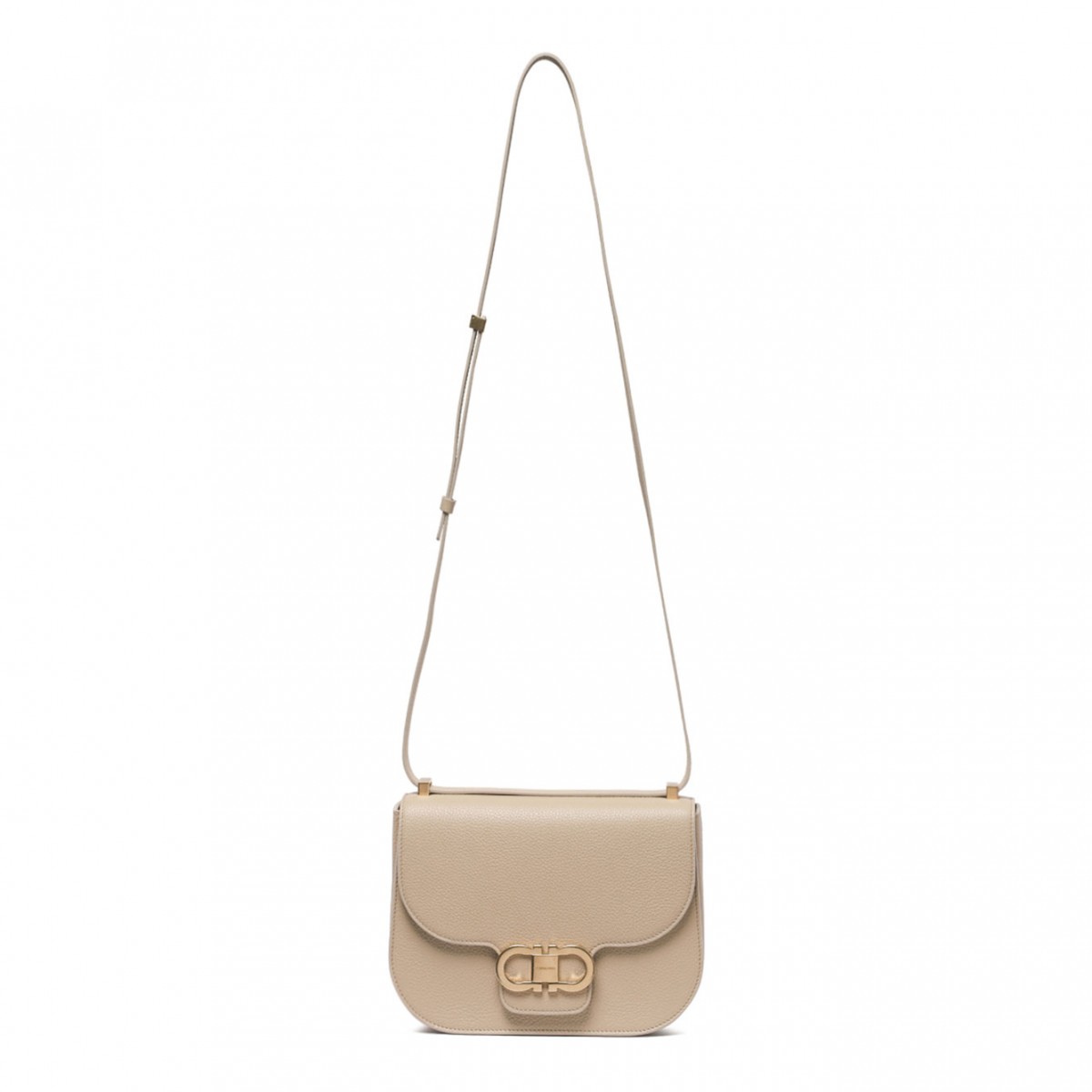 Light Beige Double Gancini Shoulder Bag