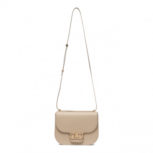 Light Beige Double Gancini Shoulder Bag