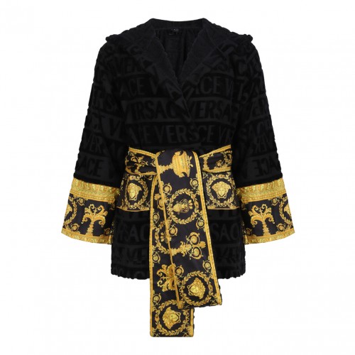 Black Short Bathrobe I Heart Baroque