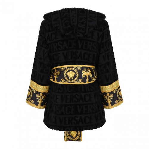 Black Short Bathrobe I Heart Baroque