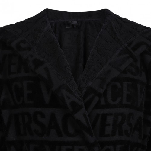 Black Short Bathrobe I Heart Baroque