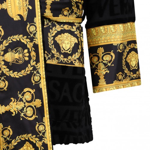 Black Short Bathrobe I Heart Baroque