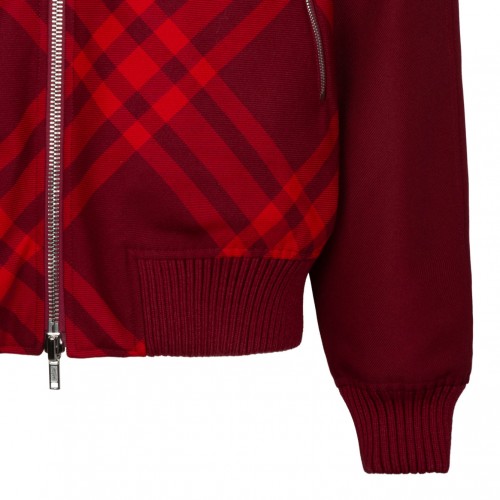 Red Check Print Bomber Jacket