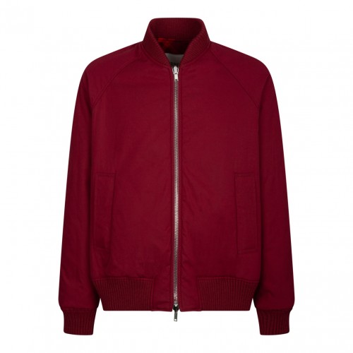 Red Check Print Bomber Jacket