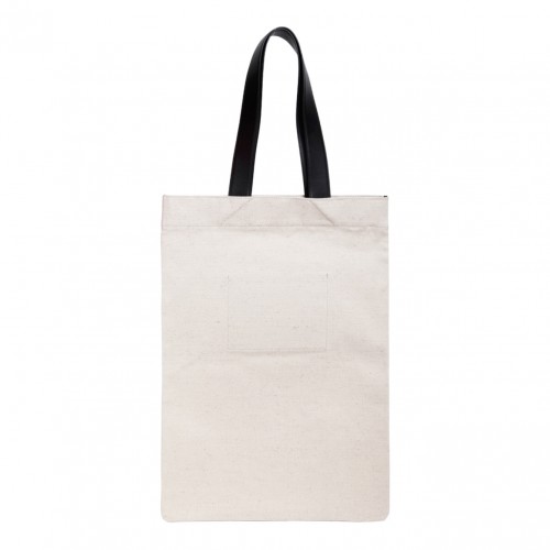Beige and Black Logo-Print Tote Bag 2