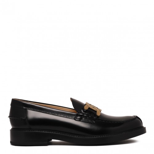 Black Chain Plaque Loafers