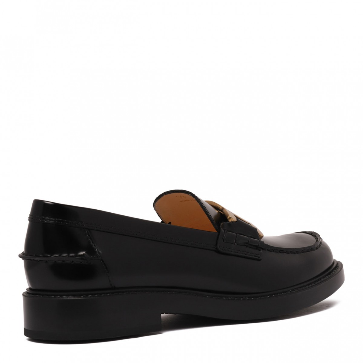 Black Chain Plaque Loafers