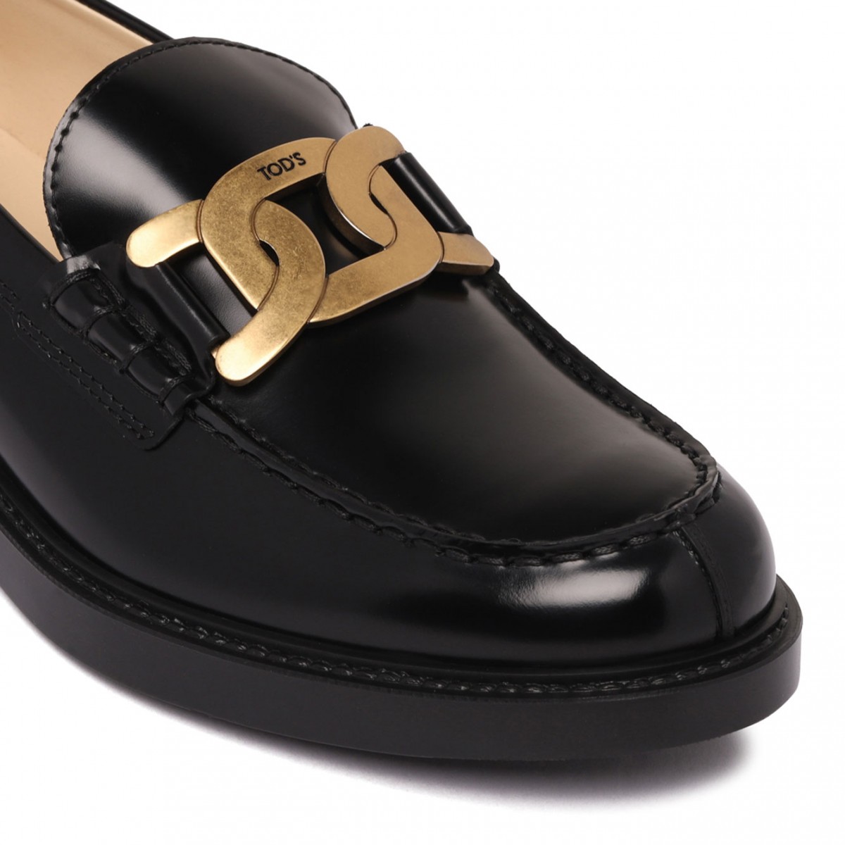 Black Chain Plaque Loafers