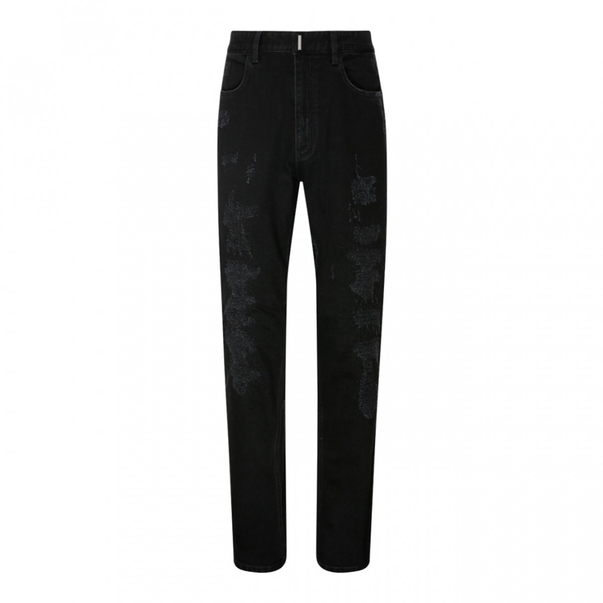 Black Cotton Ripped Jeans