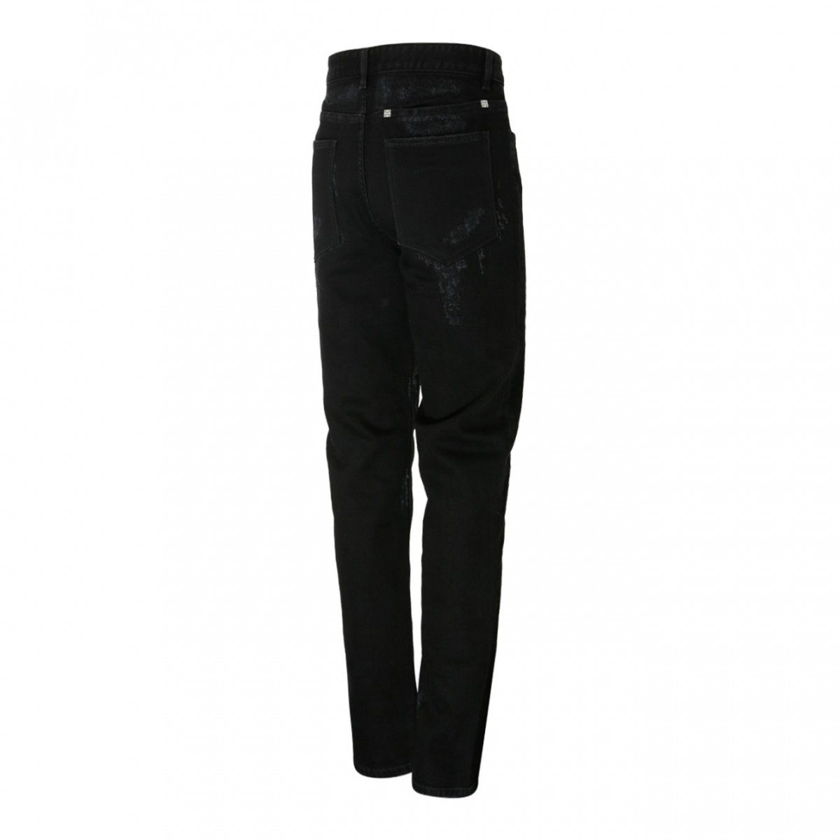 Black Cotton Ripped Jeans