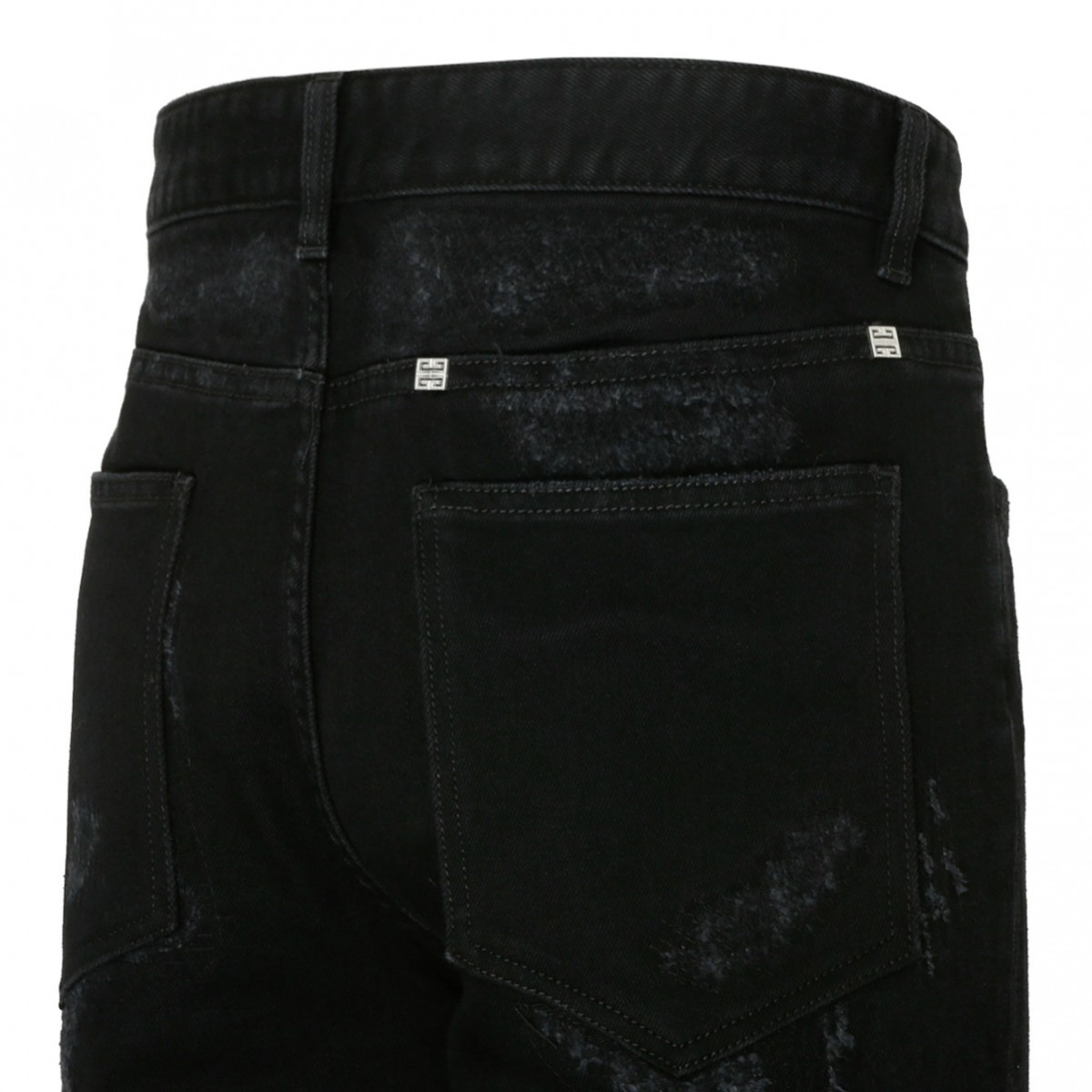 Black Cotton Ripped Jeans