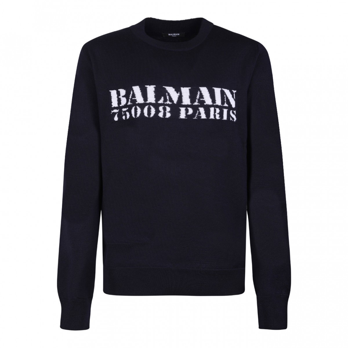 Navy Blue Logo Intarsia Knit Jumper