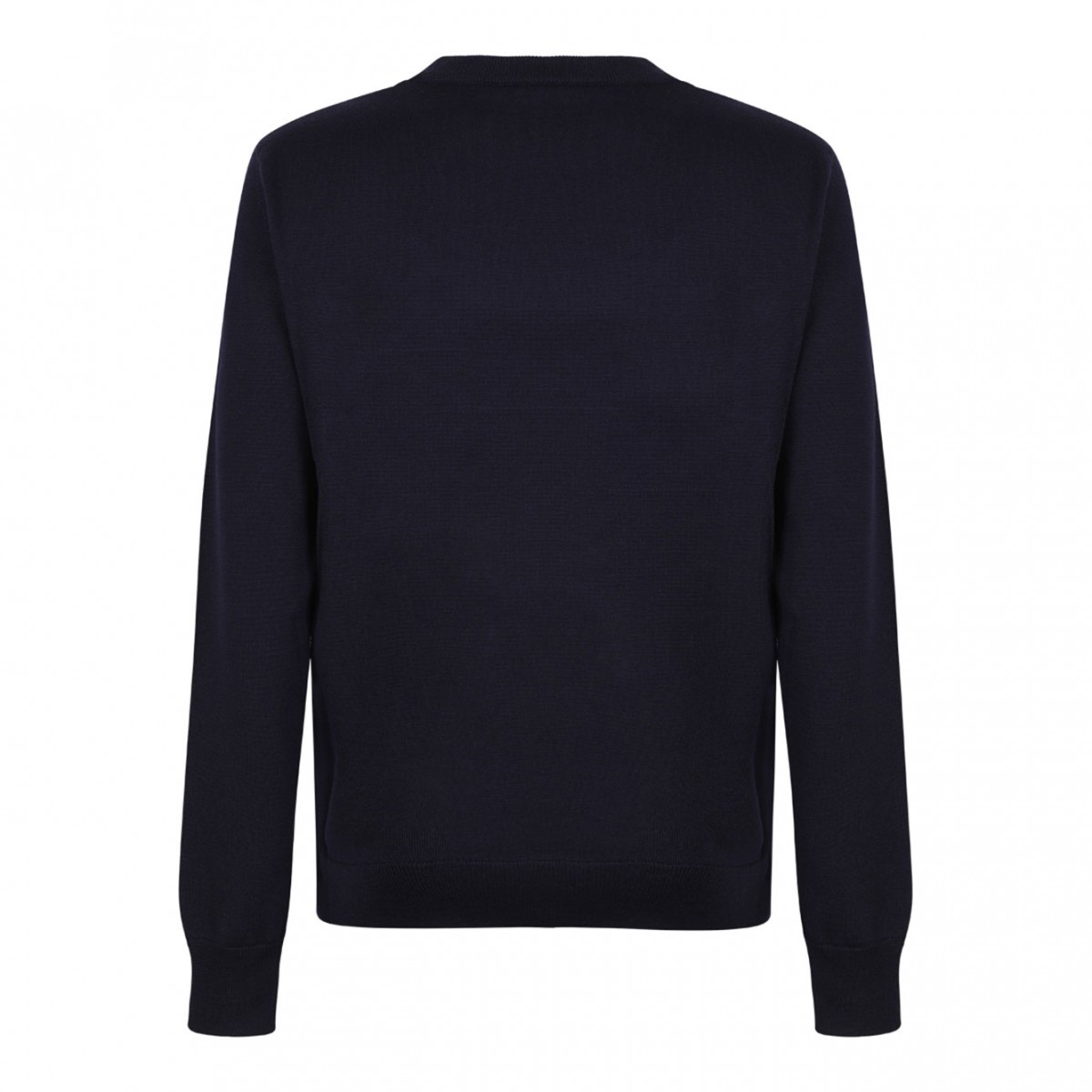 Navy Blue Logo Intarsia Knit Jumper