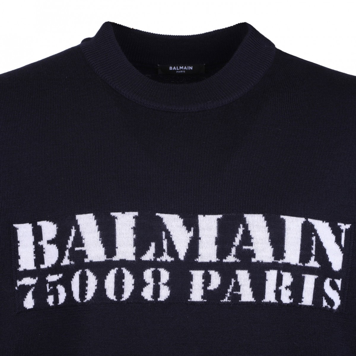 Navy Blue Logo Intarsia Knit Jumper