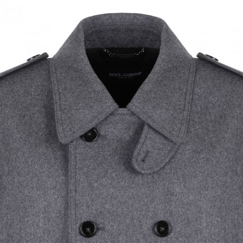 Gray Double-Breasted Cashmere-Blend Pea Coat