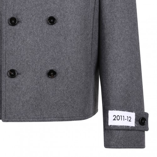 Gray Double-Breasted Cashmere-Blend Pea Coat