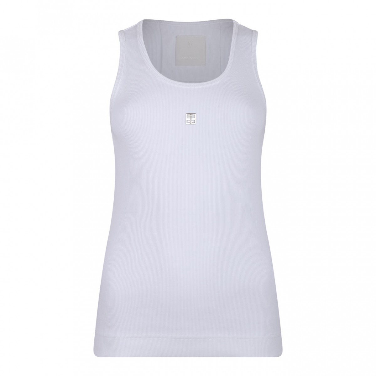 White 4G Plaque Tank Top