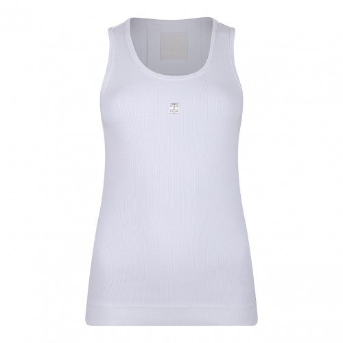 White 4G Plaque Tank Top