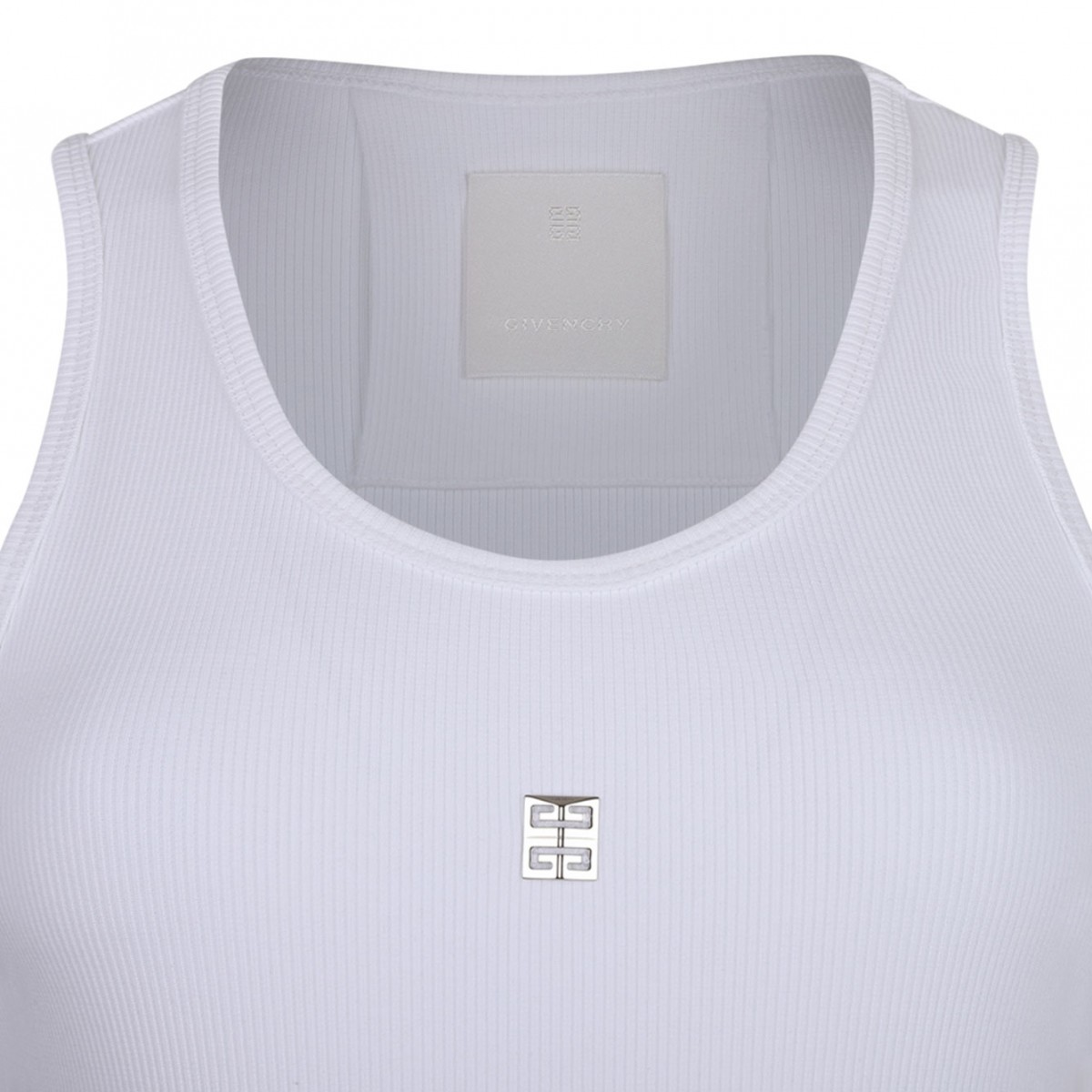 White 4G Plaque Tank Top