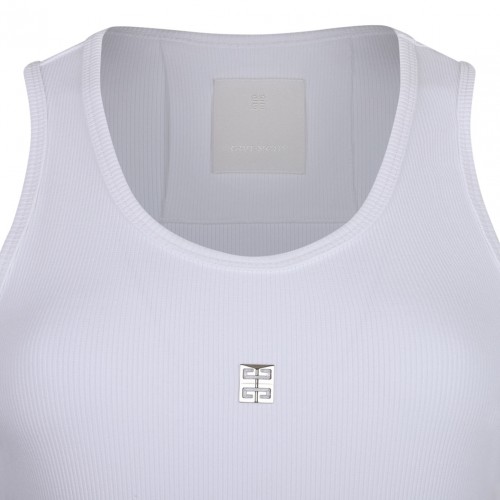 White 4G Plaque Tank Top
