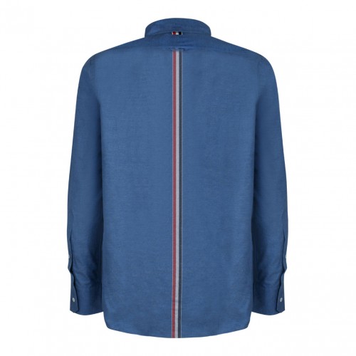 Deep Blue Cotton Logo Patch Denim Shirt 2