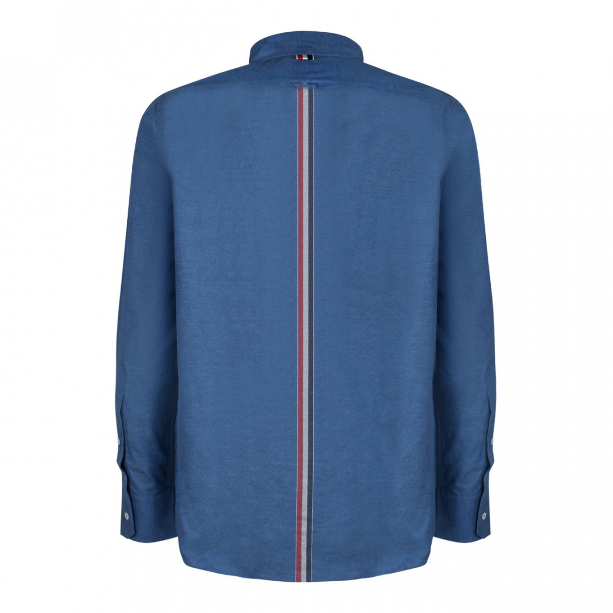 Deep Blue Cotton Logo Patch Denim Shirt