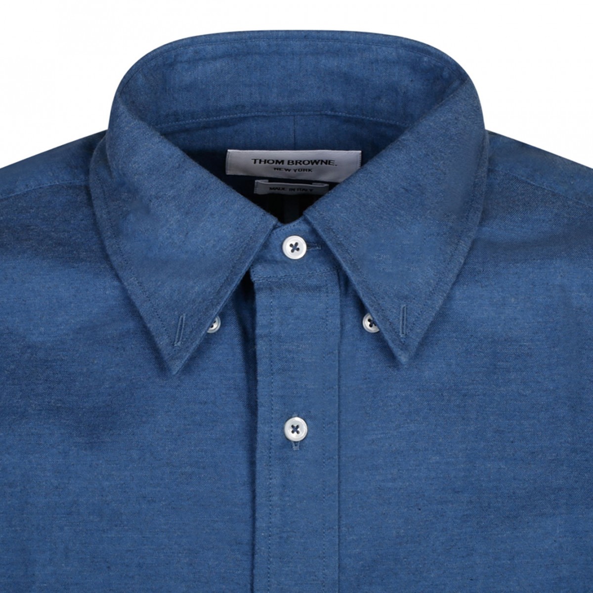 Deep Blue Cotton Logo Patch Denim Shirt