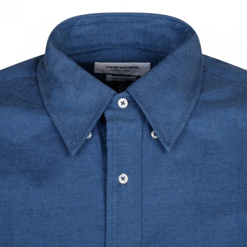 Deep Blue Cotton Logo Patch Denim Shirt