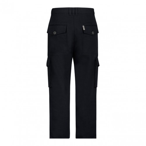 Black Cotton Cargo Trousers 2