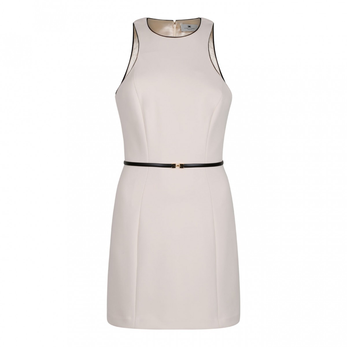 Cream Contrasting Belt Dress