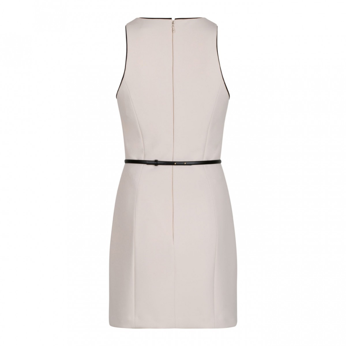 Cream Contrasting Belt Dress