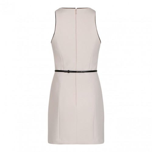 Cream Contrasting Belt Dress