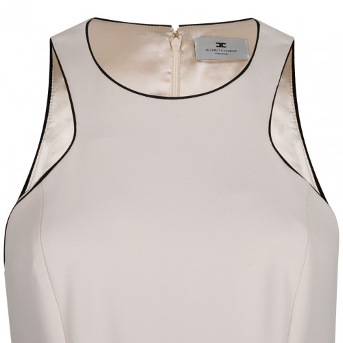 Cream Contrasting Belt Dress