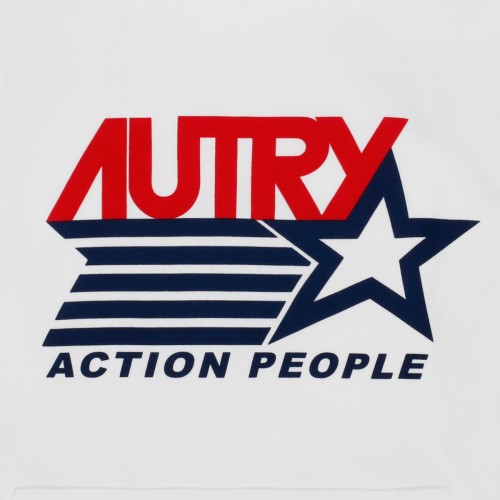 White Cotton Logo Print Drawstring Hoodie