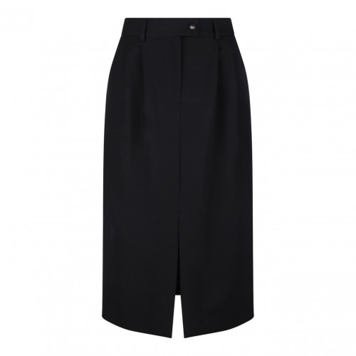 Black Wool Pencil Skirt