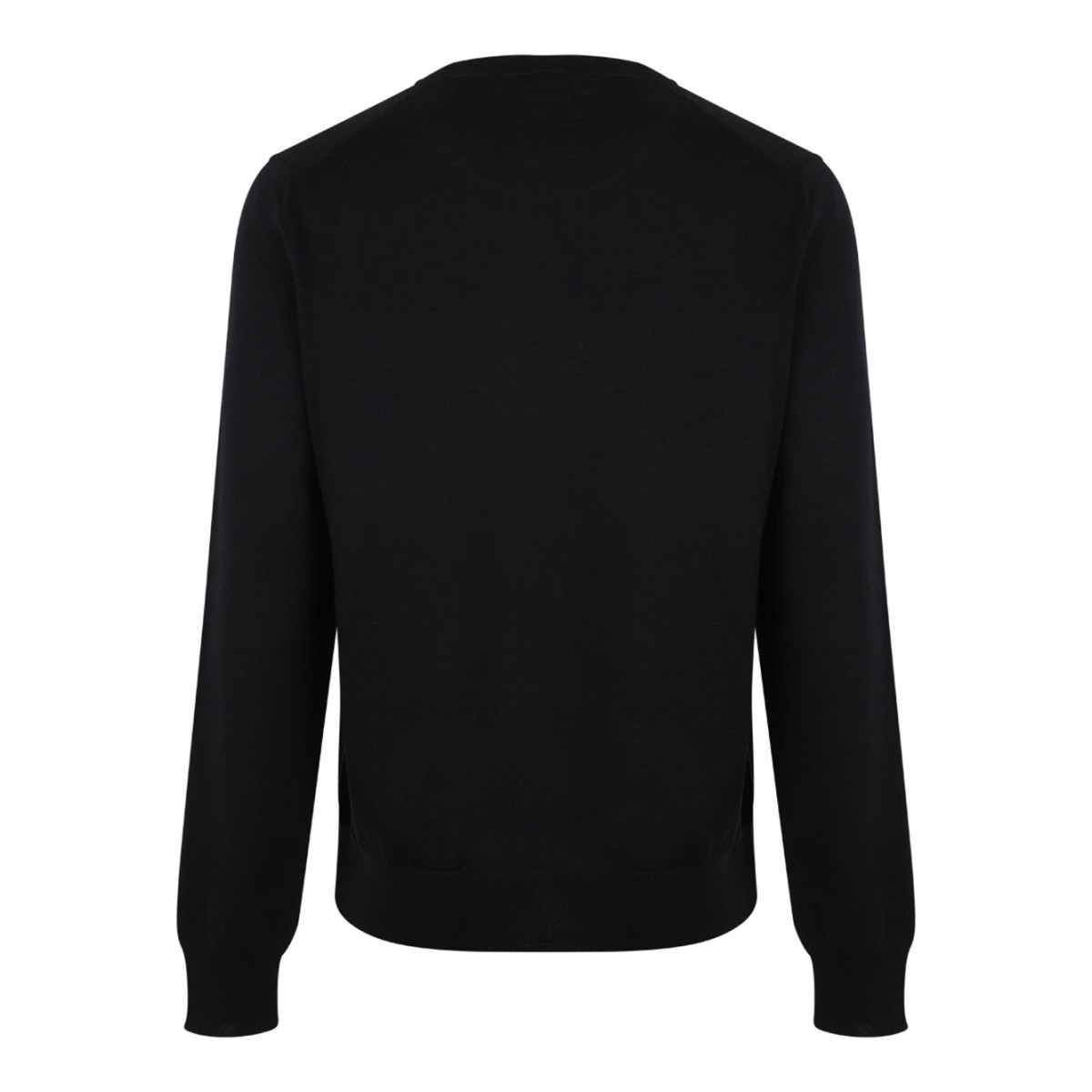 Black and Ivory Merino Wool Logo Jumper