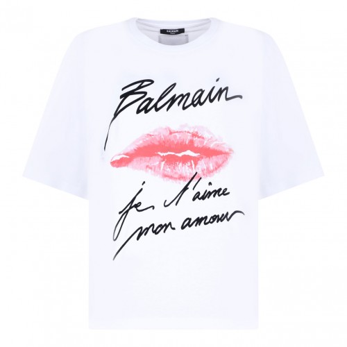 White Kiss Print T-Shirt