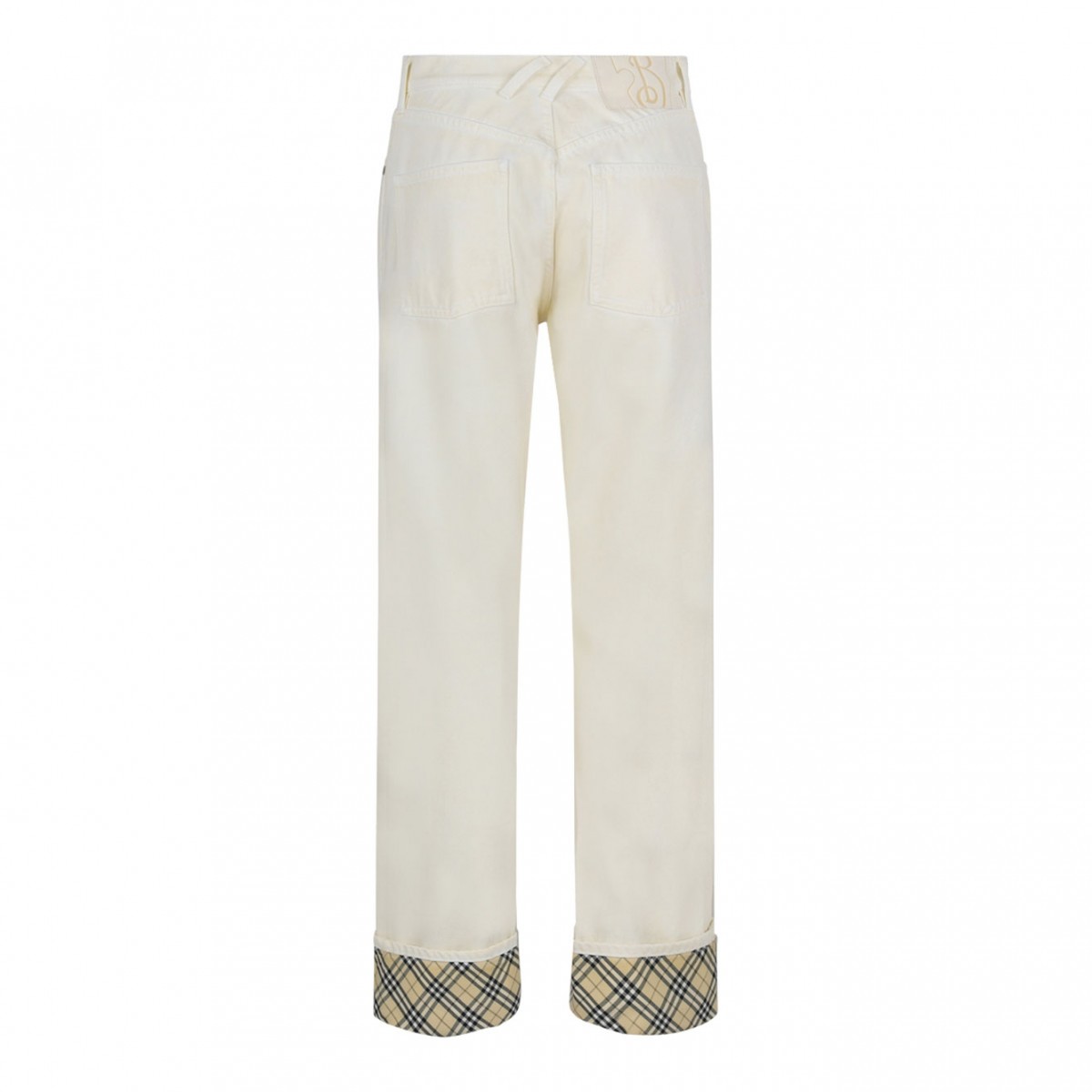 Cream White Checkered Jeans