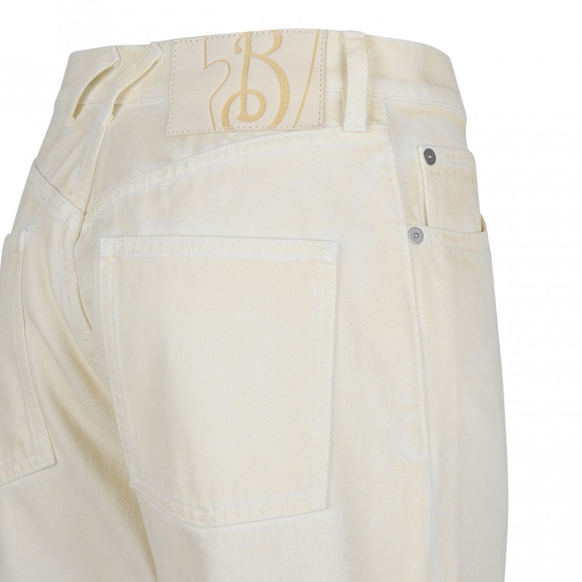 Cream White Checkered Jeans