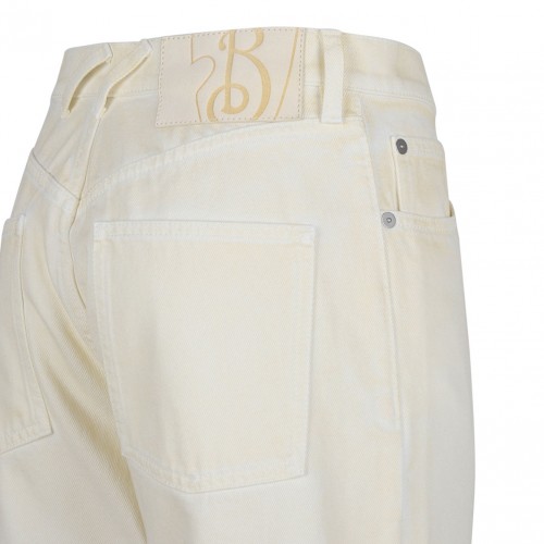 Cream White Checkered Jeans