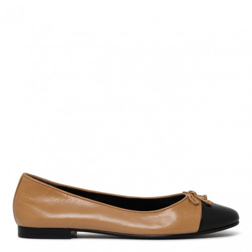 Beige and Black Ballerina Shoes