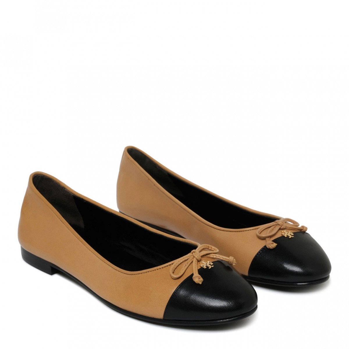 Beige and Black Ballerina Shoes