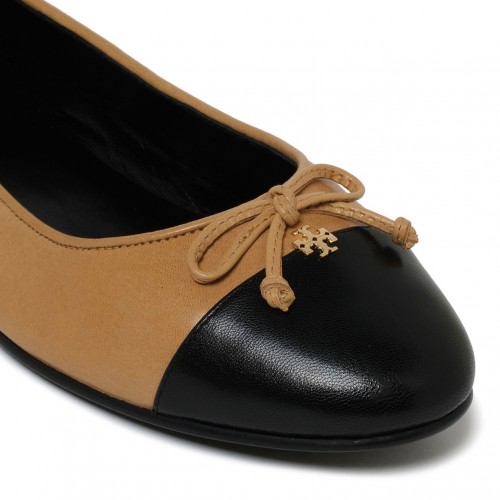 Beige and Black Ballerina Shoes
