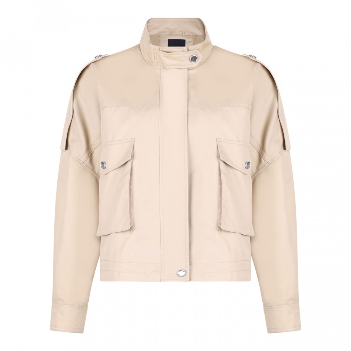 Beige Mock Neck Jacket