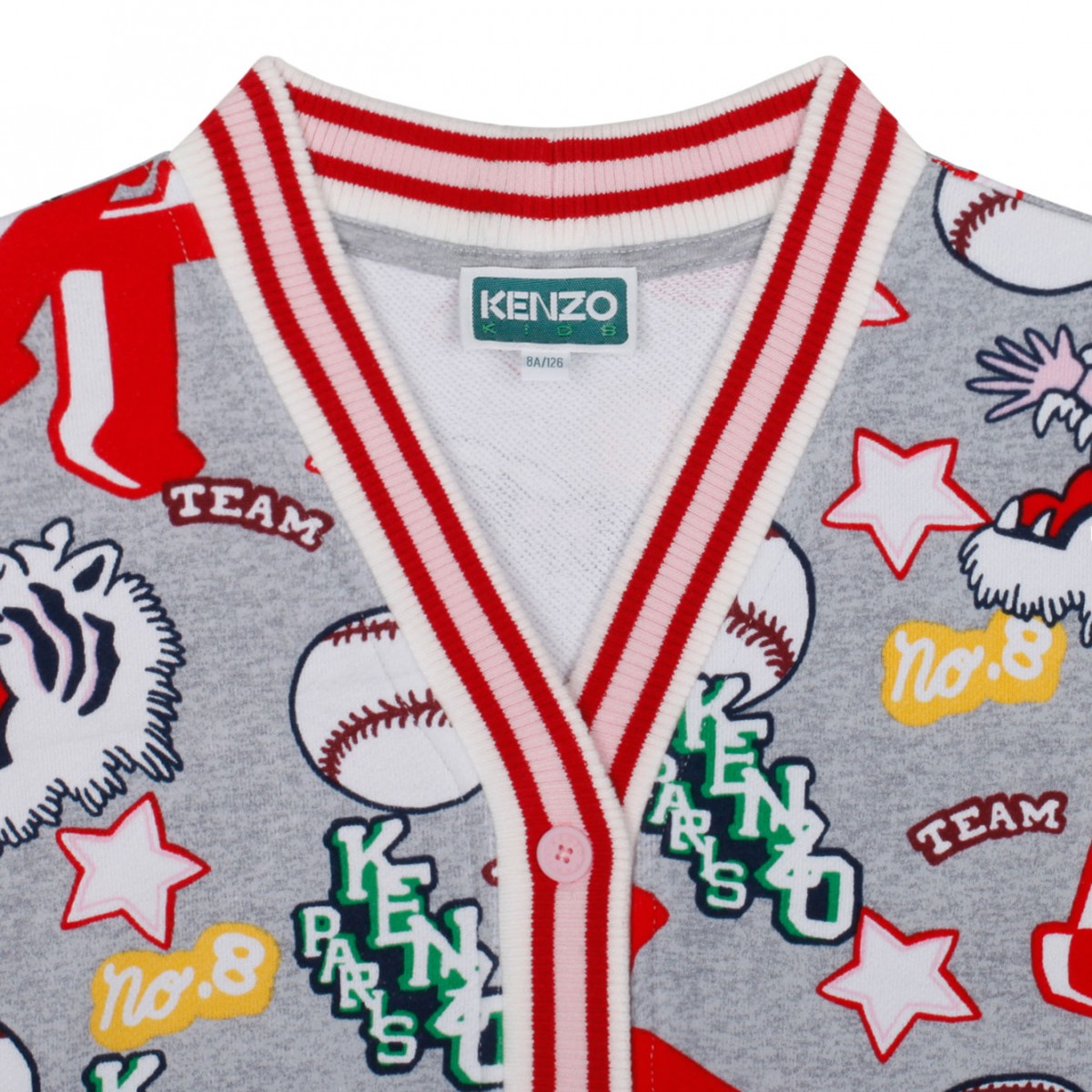 Light Grey and Multicolour Graphic Print Cardigan