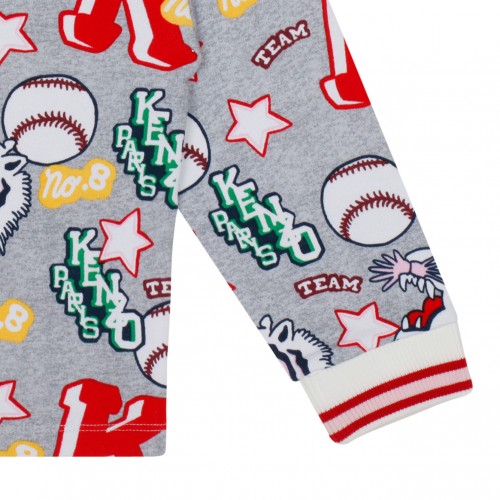 Light Grey and Multicolour Graphic Print Cardigan