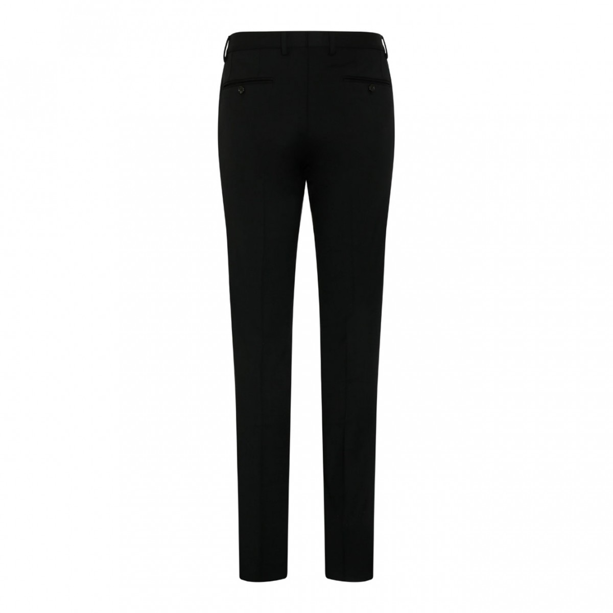 Black Stretch Wool Tailored Trousers