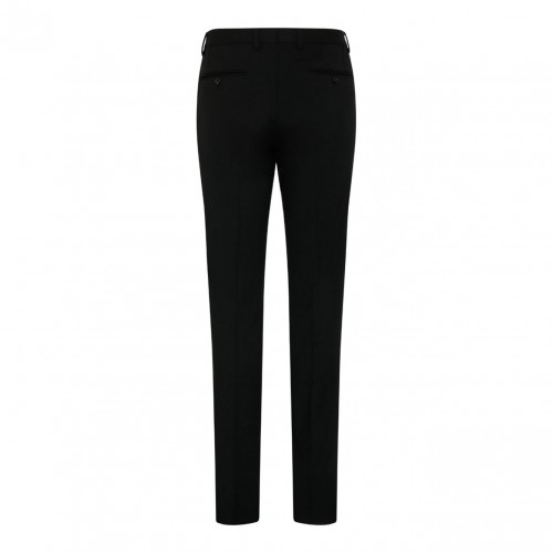 Black Stretch Wool Tailored Trousers