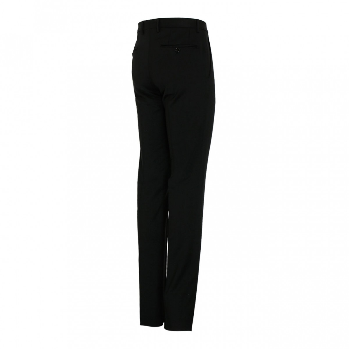 Black Stretch Wool Tailored Trousers